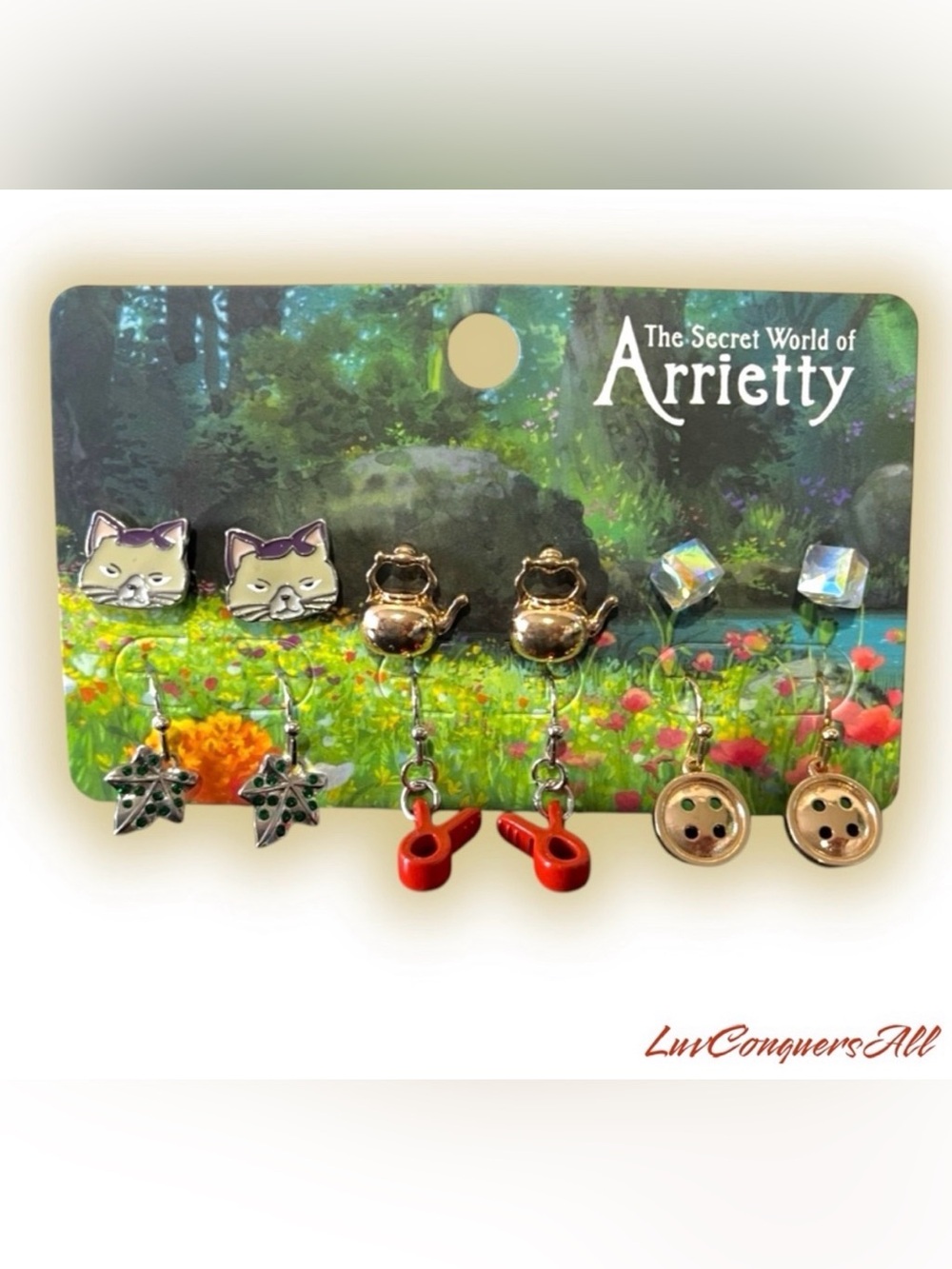 Studio Ghibli The Secret World Of Arrietty Stud & Drop Earring Set